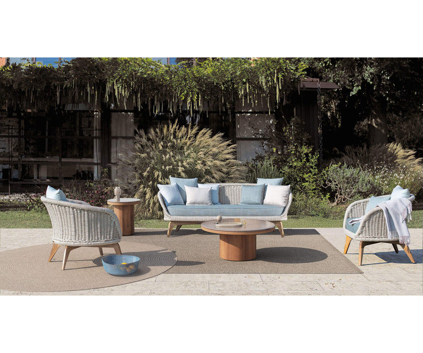 Modern Fresbee Outdoor Coffee Table with Lava Stone Top Casa Design Group