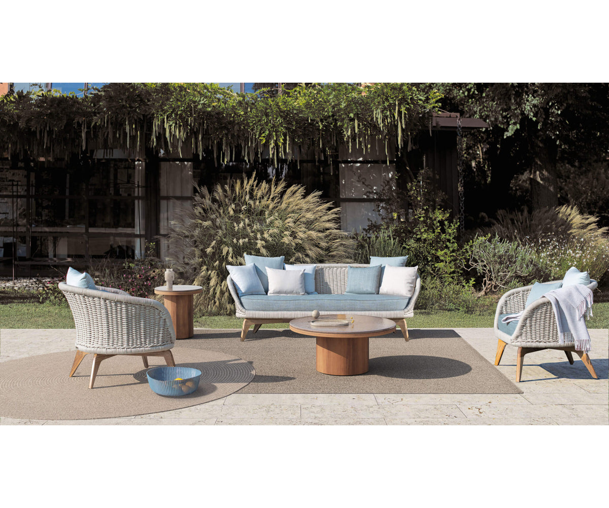 Modern Fresbee Outdoor Coffee Table with Lava Stone Top Casa Design Group