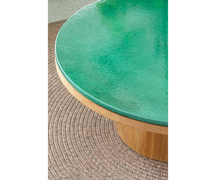 Modern Fresbee Outdoor Coffee Table with Lava Stone Top Casa Design Group