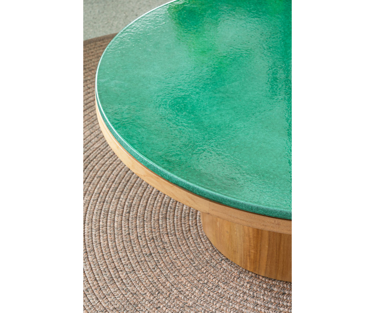 Modern Fresbee Outdoor Coffee Table with Lava Stone Top Casa Design Group