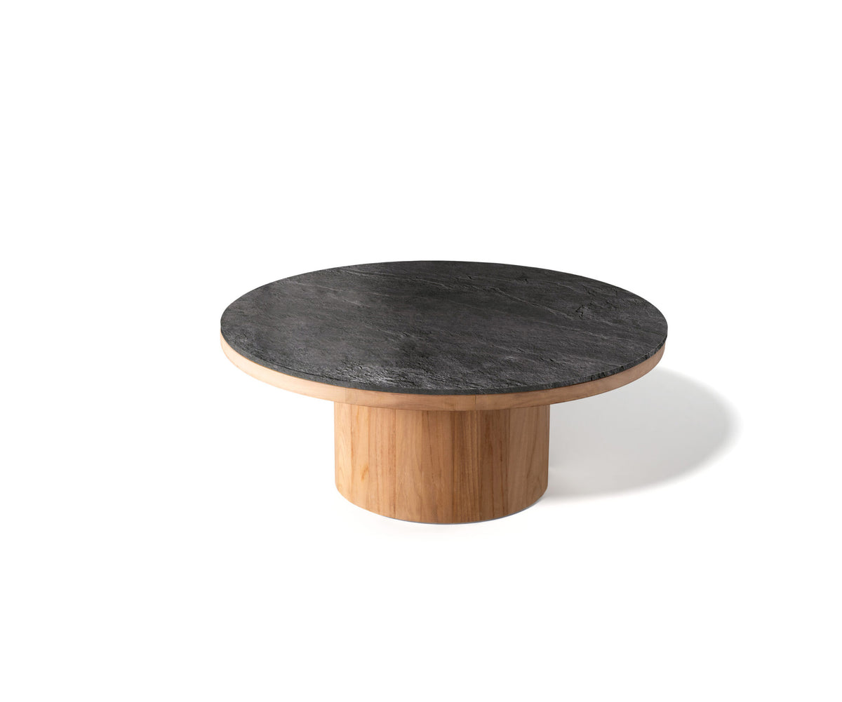Modern Fresbee Outdoor Coffee Table with Lava Stone Top Casa Design Group