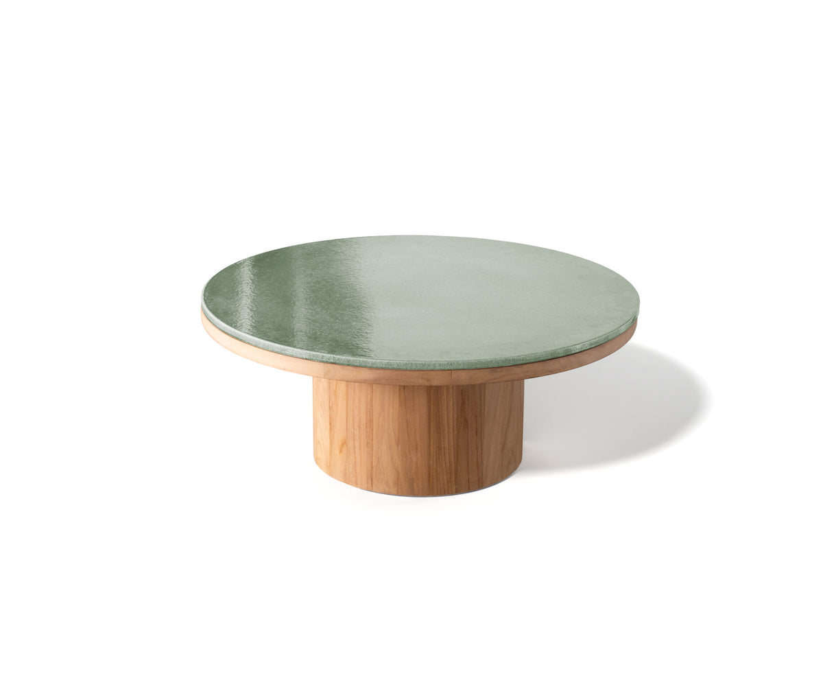 Modern Fresbee Outdoor Coffee Table with Lava Stone Top Casa Design Group
