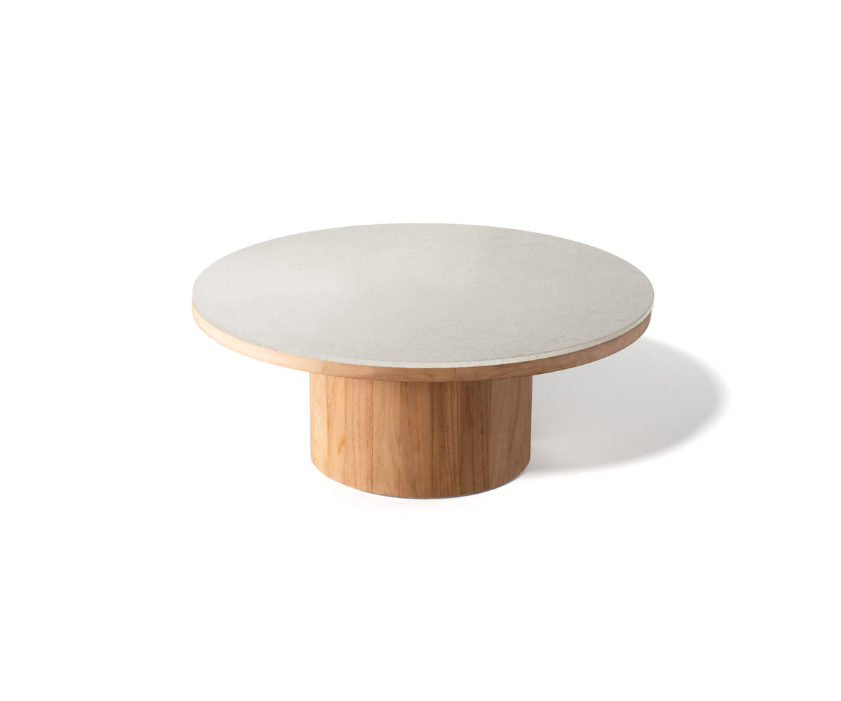 Modern Fresbee Outdoor Coffee Table with Lava Stone Top Casa Design Group