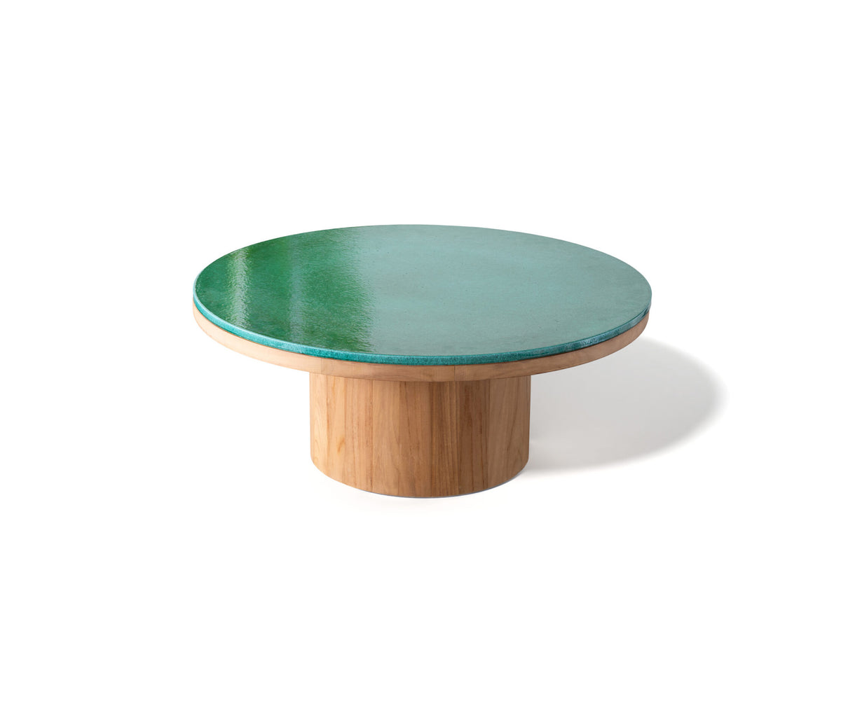 Modern Fresbee Outdoor Coffee Table with Lava Stone Top Casa Design Group
