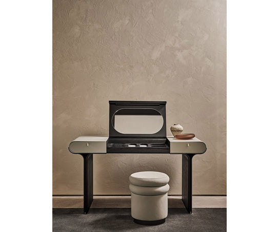 Luxury Stami Vanity by Gallotti&Radice with Mirror, Leather Upholstery and Brass Details | Casa Design Group