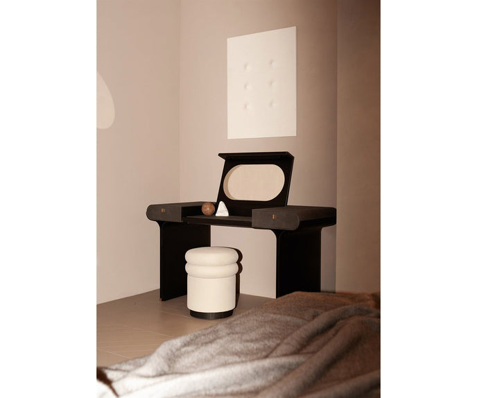 Luxury Stami Vanity by Gallotti&Radice with Mirror, Leather Upholstery and Brass Details | Casa Design Group