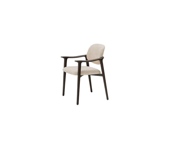 Giselle Dining Armchair with sculpted ashwood frame, curved armrests and upholstered seat and backrest by Cattelan Italia | Casa Design Group