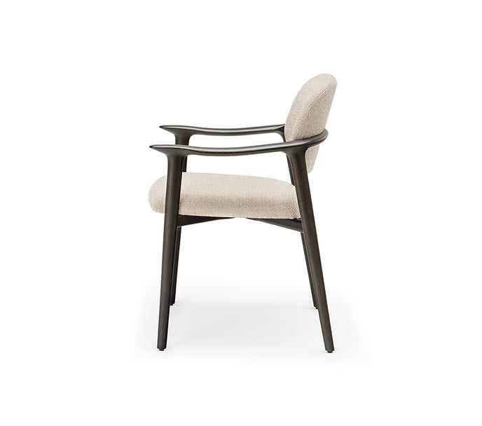Giselle Dining Armchair with sculpted ashwood frame, curved armrests and upholstered seat and backrest by Cattelan Italia | Casa Design Group