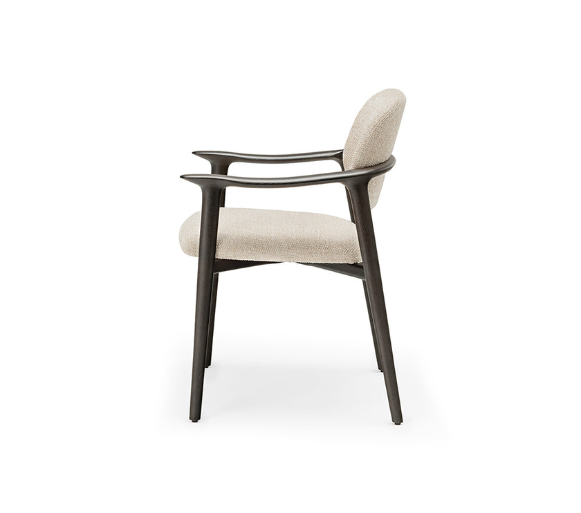 Giselle Dining Armchair with sculpted ashwood frame, curved armrests and upholstered seat and backrest by Cattelan Italia | Casa Design Group