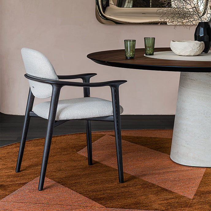 Giselle Dining Armchair with sculpted ashwood frame, curved armrests and upholstered seat and backrest by Cattelan Italia | Casa Design Group