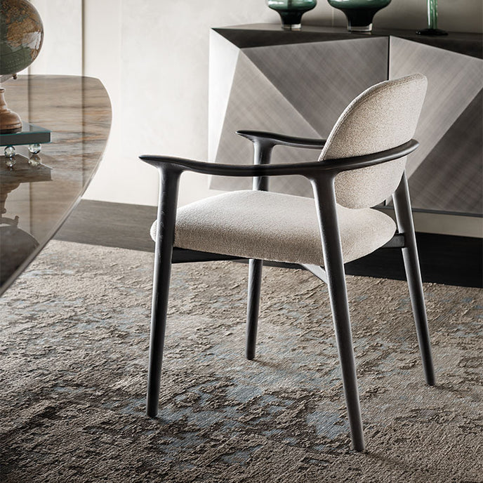 Giselle Dining Armchair with sculpted ashwood frame, curved armrests and upholstered seat and backrest by Cattelan Italia | Casa Design Group