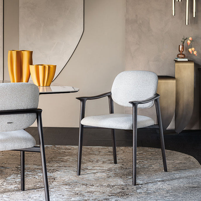 Giselle Dining Armchair with sculpted ashwood frame, curved armrests and upholstered seat and backrest by Cattelan Italia | Casa Design Group