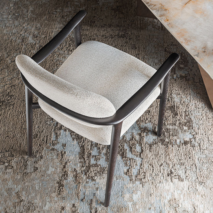 Giselle Dining Armchair with sculpted ashwood frame, curved armrests and upholstered seat and backrest by Cattelan Italia | Casa Design Group