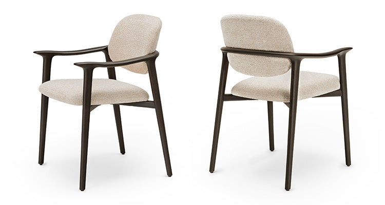 Giselle Dining Armchair with sculpted ashwood frame, curved armrests and upholstered seat and backrest by Cattelan Italia | Casa Design Group