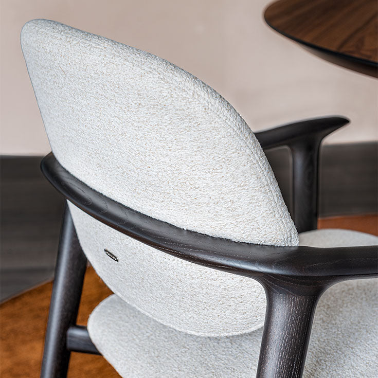 Giselle Dining Armchair with sculpted ashwood frame, curved armrests and upholstered seat and backrest by Cattelan Italia | Casa Design Group