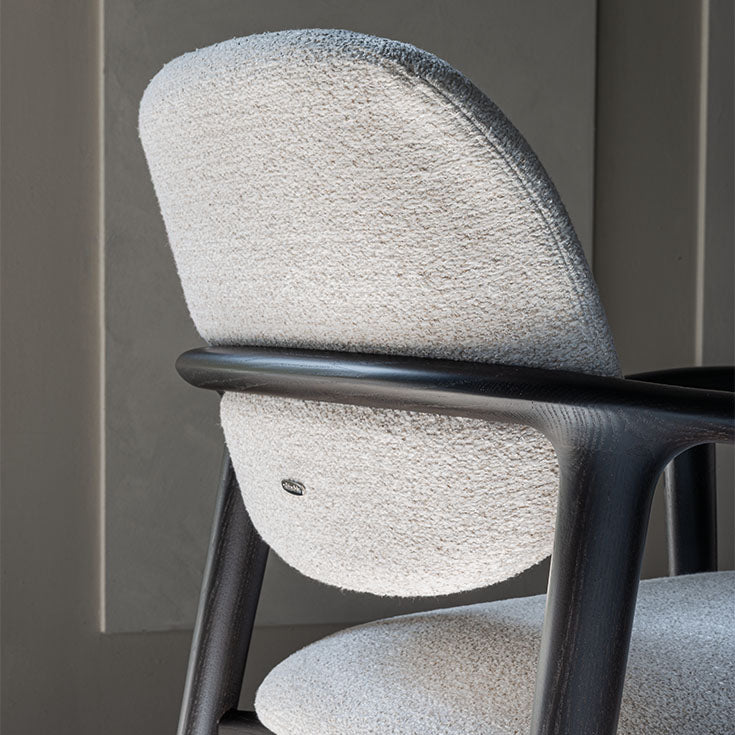 Giselle Dining Armchair with sculpted ashwood frame, curved armrests and upholstered seat and backrest by Cattelan Italia | Casa Design Group