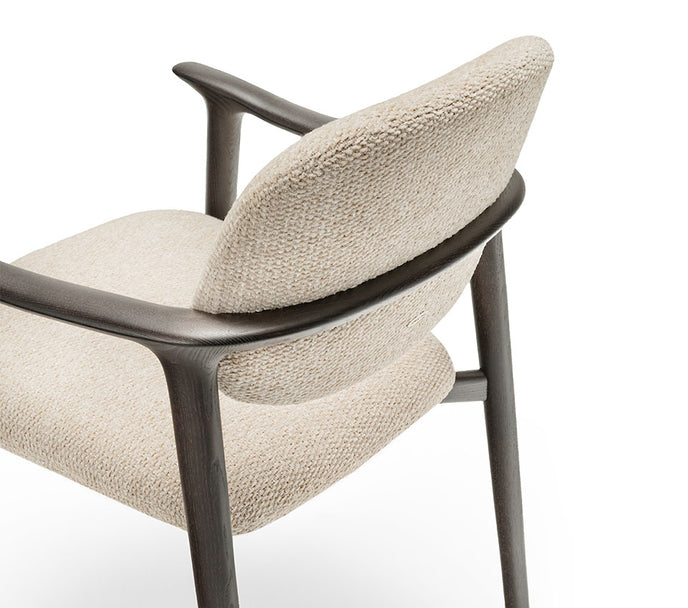 Giselle Dining Armchair with sculpted ashwood frame, curved armrests and upholstered seat and backrest by Cattelan Italia | Casa Design Group