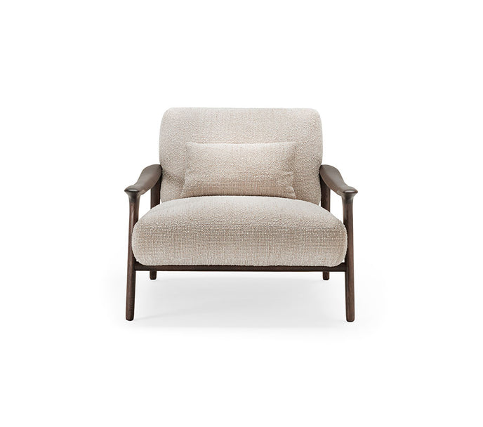 Giselle Lounge Chair with sculpted ashwood frame, integrated wooden armrests and generously upholstered cushions by Cattelan Italia | Casa Design Group