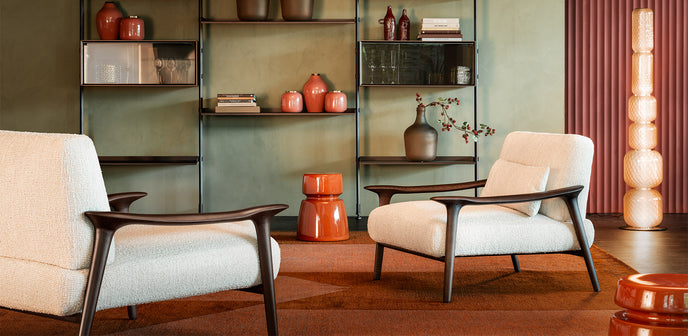 Giselle Lounge Chair with sculpted ashwood frame, integrated wooden armrests and generously upholstered cushions by Cattelan Italia | Casa Design Group