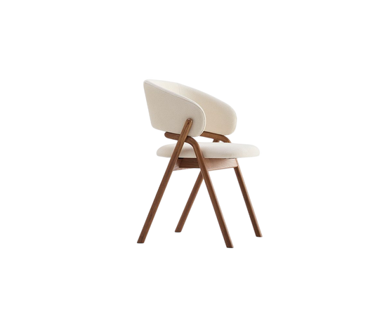 Giulia S Dining Chair with rounded solid ash wood legs, upholstered seat and curved backrest by Accento | Casa Design Group