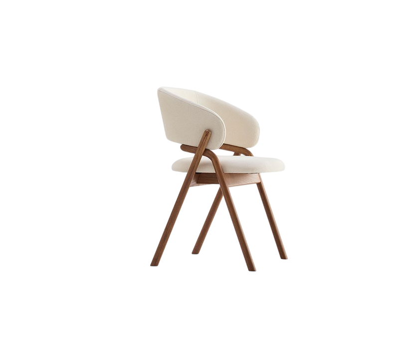 Giulia S Dining Chair with rounded solid ash wood legs, upholstered seat and curved backrest by Accento | Casa Design Group
