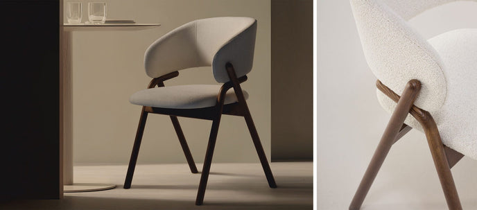 Giulia S Dining Chair with rounded solid ash wood legs, upholstered seat and curved backrest by Accento | Casa Design Group