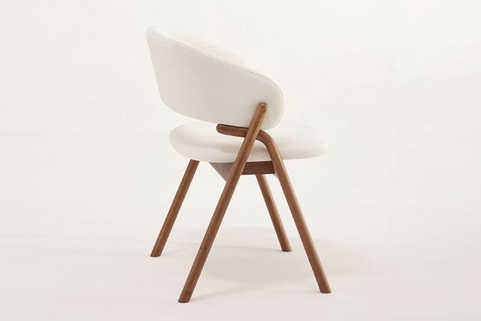 Giulia S Dining Chair with rounded solid ash wood legs, upholstered seat and curved backrest by Accento | Casa Design Group