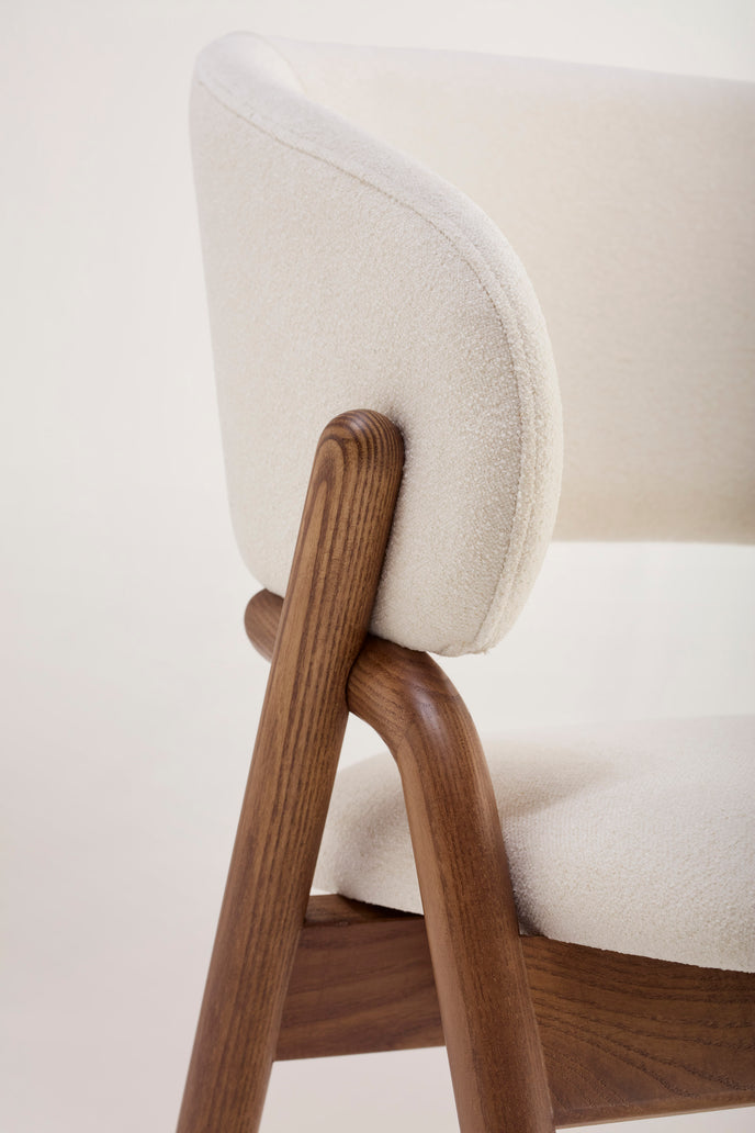 Giulia S Dining Chair with rounded solid ash wood legs, upholstered seat and curved backrest by Accento | Casa Design Group
