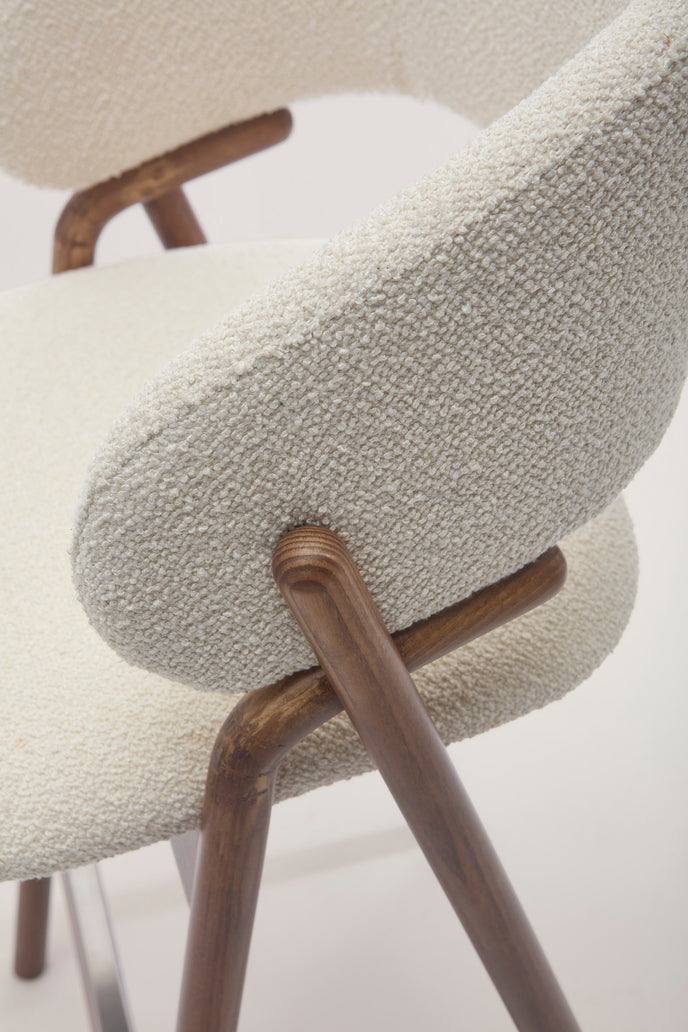 Giulia S Dining Chair with rounded solid ash wood legs, upholstered seat and curved backrest by Accento | Casa Design Group