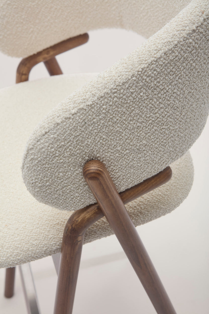 Giulia S Dining Chair with rounded solid ash wood legs, upholstered seat and curved backrest by Accento | Casa Design Group