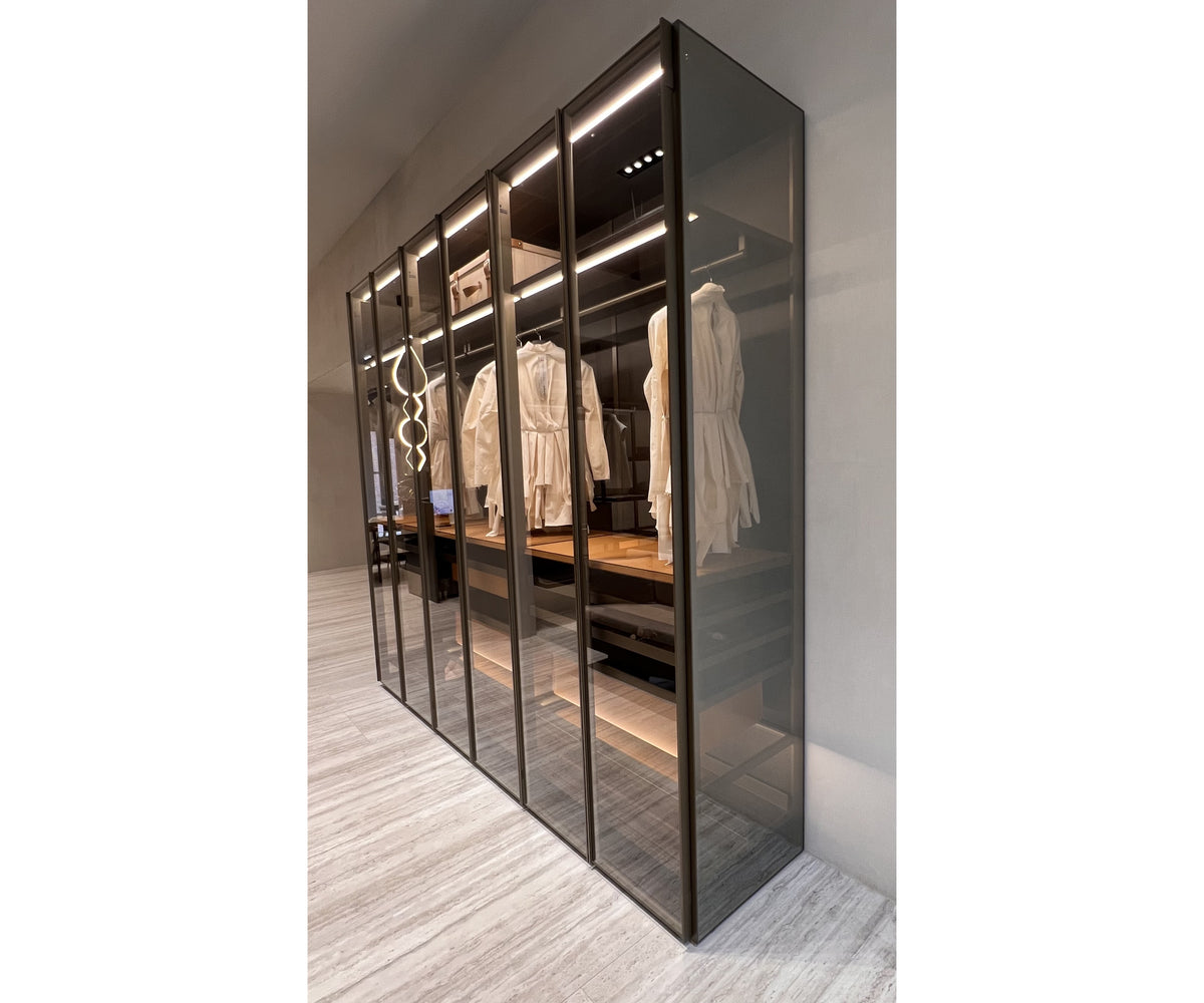 Modern Molteni&C Gliss Master Closet with Stopsol Glass and Bronze Profile Casa Design Group