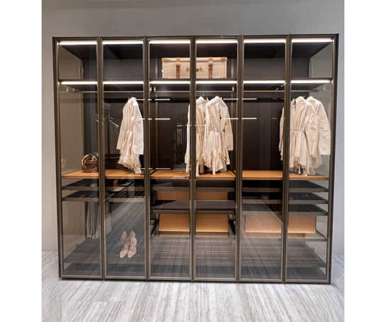 Modern Molteni&C Gliss Master Closet with Stopsol Glass and Bronze Profile Casa Design Group