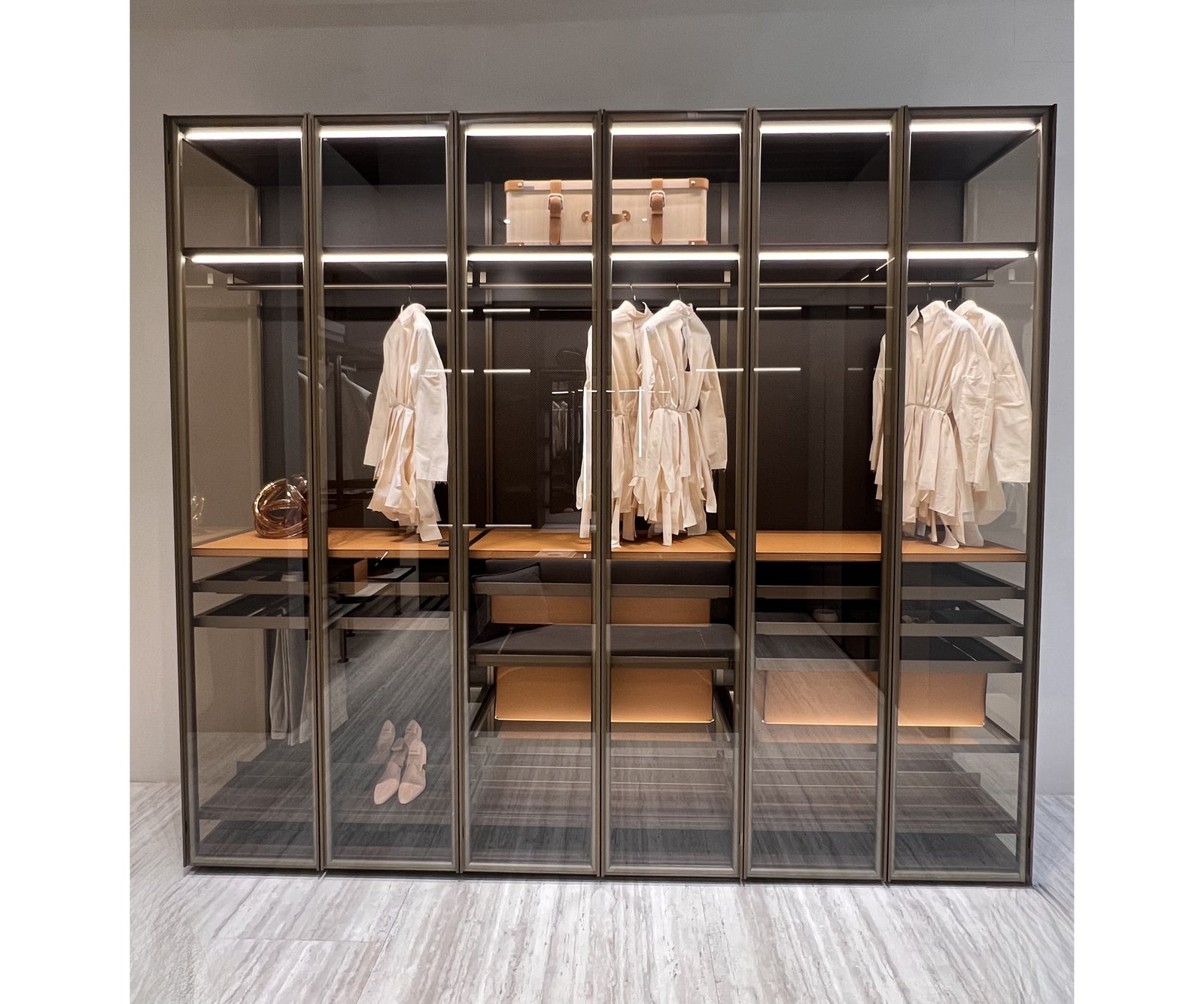 Modern Molteni&C Gliss Master Closet with Stopsol Glass and Bronze Profile Casa Design Group