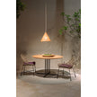 Round Graphic Outdoor Iroko Dining Table with Metal Base by Potocco | Casa Design Group
