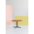 Round Graphic Outdoor Iroko Dining Table with Metal Base by Potocco | Casa Design Group