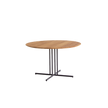 Round Graphic Outdoor Iroko Dining Table with Metal Base by Potocco | Casa Design Group