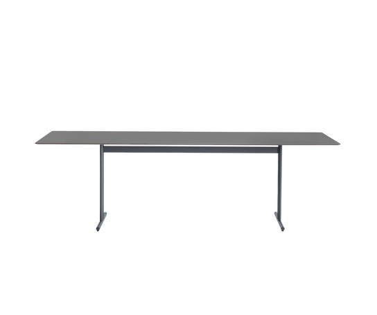 Sleek Graphic Rectangular Outdoor Dining Table by Potocco with HPL Top and Metal Base | Casa Design Group