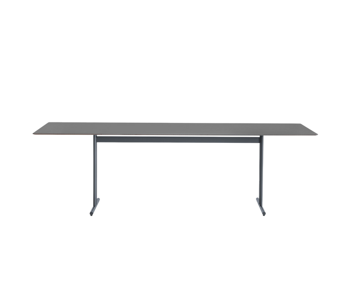 Sleek Graphic Rectangular Outdoor Dining Table by Potocco with HPL Top and Metal Base | Casa Design Group