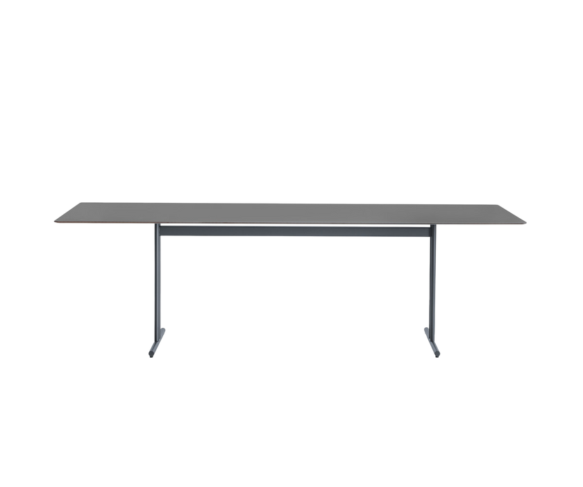Sleek Graphic Rectangular Outdoor Dining Table by Potocco with HPL Top and Metal Base | Casa Design Group