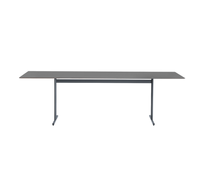 Sleek Graphic Rectangular Outdoor Dining Table by Potocco with HPL Top and Metal Base | Casa Design Group