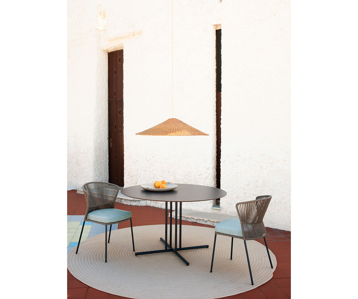 Sleek Graphic Outdoor Round Dining Table by Potocco | Casa Design Group