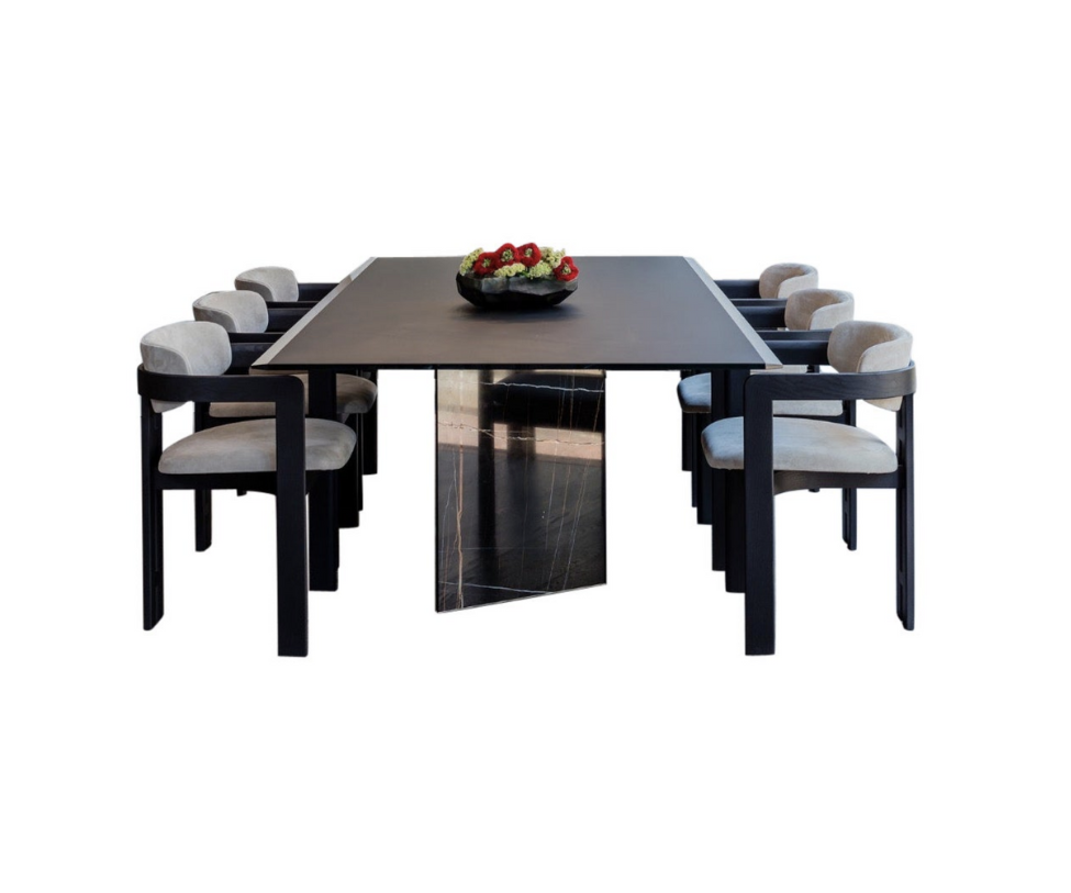 Floor Sample Platinum Dining Table and Armchairs Set