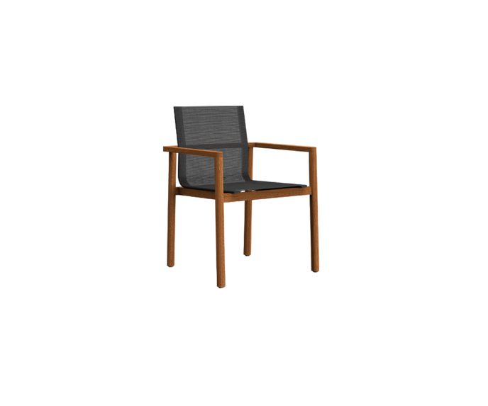 Modern Greenwich Outdoor Batyline Teak Dining Armchair by Danao | Casa Design Group
