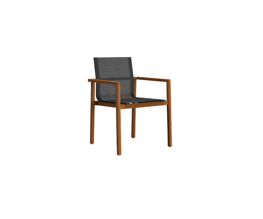 Modern Greenwich Outdoor Batyline Teak Dining Armchair by Danao | Casa Design Group