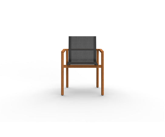 Modern Greenwich Outdoor Batyline Teak Dining Armchair by Danao | Casa Design Group