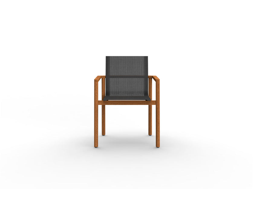 Modern Greenwich Outdoor Batyline Teak Dining Armchair by Danao | Casa Design Group
