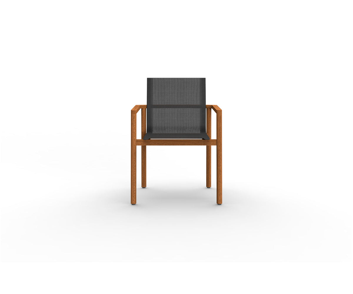 Modern Greenwich Outdoor Batyline Teak Dining Armchair by Danao | Casa Design Group