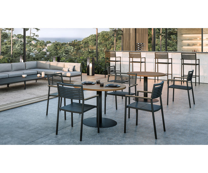 Contemporary Greenwich Outdoor Stackable Dining Armchair by Danao | Casa Design Group