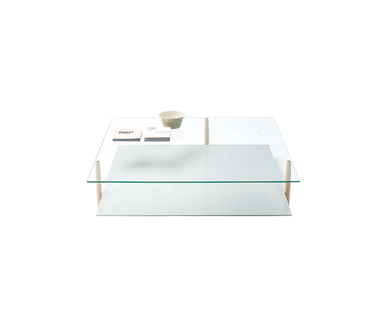 Modern Harvey Square Side Table by Paola Lenti Crafted with Wood and Glass Elements Casa Design Group