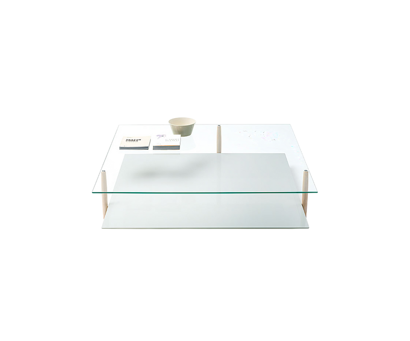 Modern Harvey Square Side Table by Paola Lenti Crafted with Wood and Glass Elements Casa Design Group
